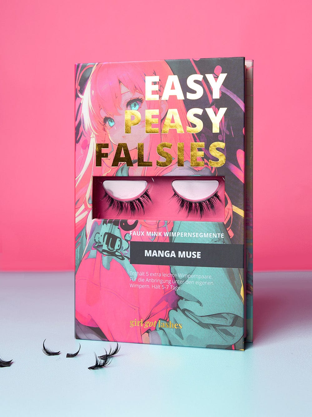 Manga Muse – Mini Box Wimpern 8‑14 mm C‑Curl, ultra leicht, 5‑7 Tage Halt,  DIY Lash Extensions